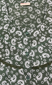 Pista Green Paisley Print Rayon Nighty. Flowy Rayon Fabric | Laces and Frills