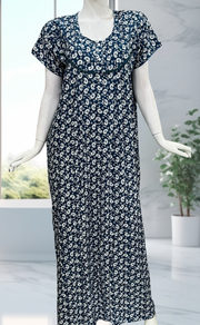 Blue Paisley Print Rayon Nighty. Flowy Rayon Fabric | Laces and Frills