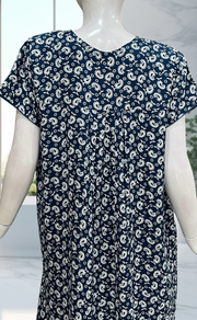 Blue Paisley Print Rayon Nighty. Flowy Rayon Fabric | Laces and Frills