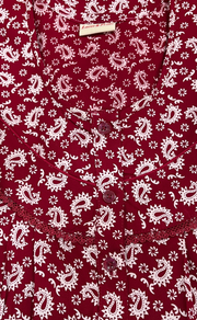 Red Paisley Print Rayon Nighty. Flowy Rayon Fabric | Laces and Frills