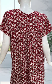Red Paisley Print Rayon Nighty. Flowy Rayon Fabric | Laces and Frills
