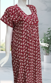 Red Paisley Print Rayon Nighty. Flowy Rayon Fabric | Laces and Frills