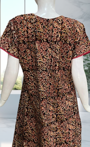 Pink/Maroon Kalamkari Pure Cotton Nighty. Pure Durable Cotton | Laces and Frills
