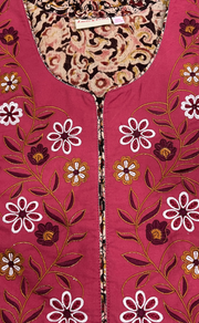 Pink/Maroon Kalamkari Pure Cotton Nighty. Pure Durable Cotton | Laces and Frills