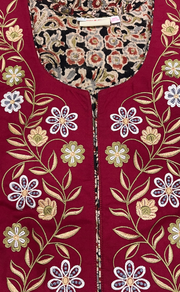 Maroon/Black Kalamkari Pure Cotton Nighty. Pure Durable Cotton | Laces and Frills
