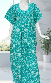 Sea Green Garden Pure Cotton Nighty. Pure Durable Cotton | Laces and Frills