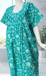 Sea Green Garden Pure Cotton Nighty. Pure Durable Cotton | Laces and Frills
