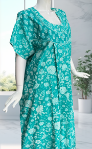 Sea Green Garden Pure Cotton Nighty. Pure Durable Cotton | Laces and Frills