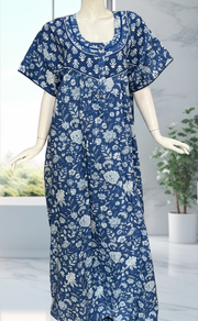 Blue Garden Pure Cotton Nighty. Pure Durable Cotton | Laces and Frills