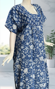Blue Garden Pure Cotton Nighty. Pure Durable Cotton | Laces and Frills