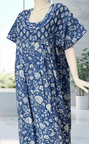 Blue Garden Pure Cotton Nighty. Pure Durable Cotton | Laces and Frills