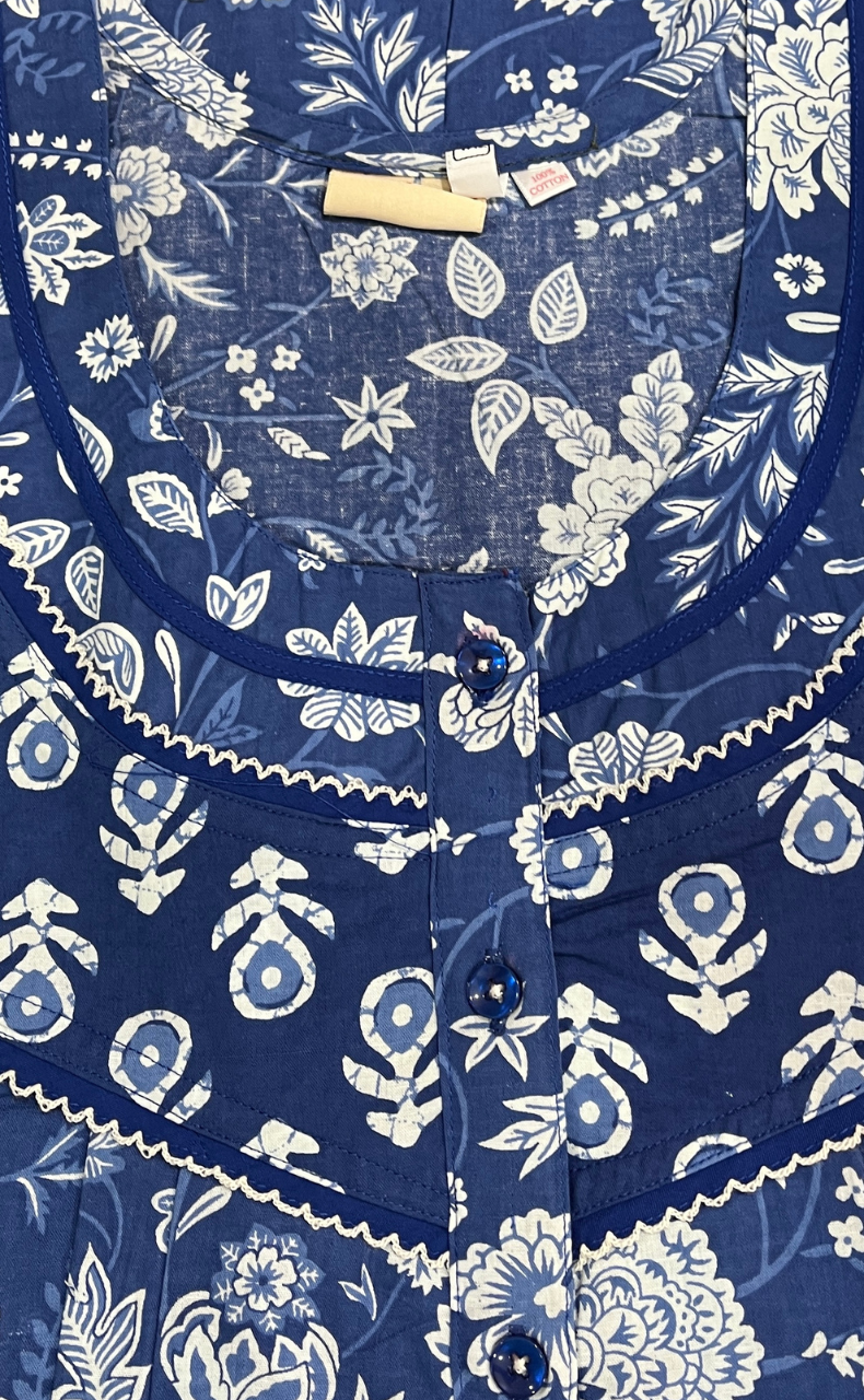 Blue Garden Pure Cotton Nighty. Pure Durable Cotton | Laces and Frills
