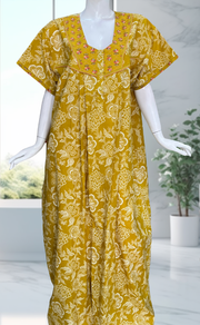 Yellow Garden Pure Cotton Nighty. Pure Durable Cotton | Laces and Frills