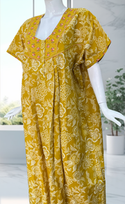 Yellow Garden Pure Cotton Nighty. Pure Durable Cotton | Laces and Frills