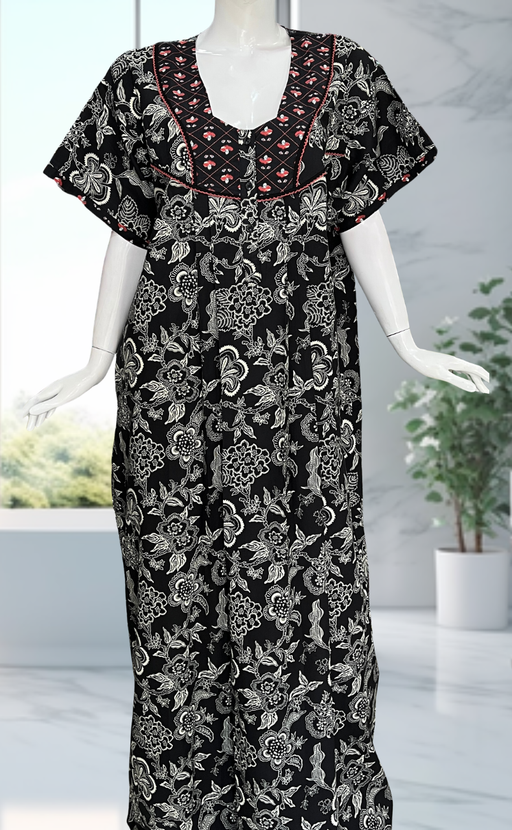 Black Garden Pure Cotton Nighty. Pure Durable Cotton | Laces and Frills