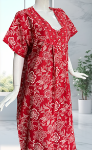 Red Garden Pure Cotton Nighty. Pure Durable Cotton | Laces and Frills