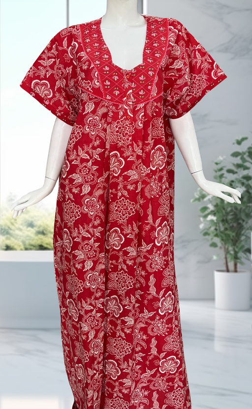 Red Garden Pure Cotton Nighty. Pure Durable Cotton | Laces and Frills