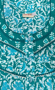 Sea Green Garden Pure Cotton Nighty. Pure Durable Cotton | Laces and Frills