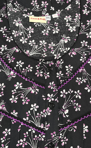 Black Floral Pure Cotton Nighty. Pure Durable Cotton | Laces and Frills