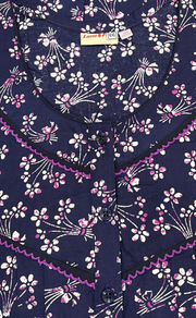 Navy Blue Floral Pure Cotton Nighty. Pure Durable Cotton | Laces and Frills