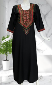 Black Embroidery Soft Cotton Nighty. Soft Breathable Fabric | Laces and Frills