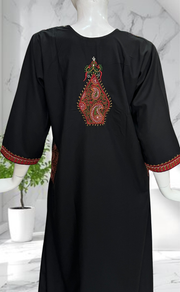 Black Embroidery Soft Cotton Nighty. Soft Breathable Fabric | Laces and Frills