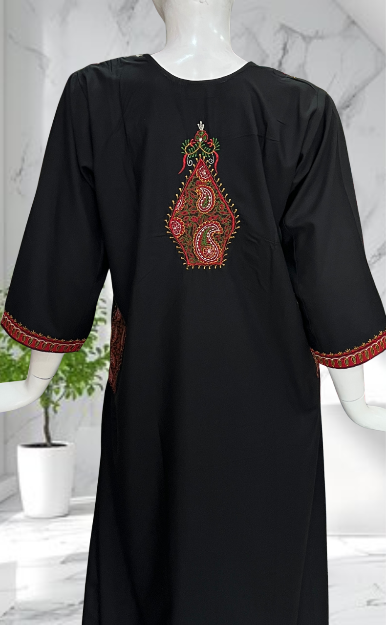 Black Embroidery Soft Cotton Nighty. Soft Breathable Fabric | Laces and Frills
