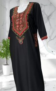 Black Embroidery Soft Cotton Nighty. Soft Breathable Fabric | Laces and Frills