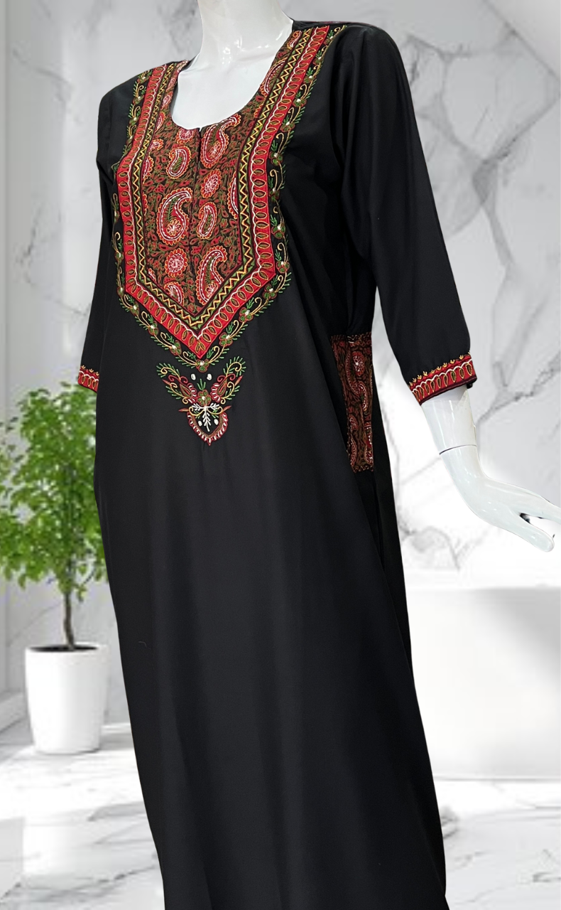 Black Embroidery Soft Cotton Nighty. Soft Breathable Fabric | Laces and Frills