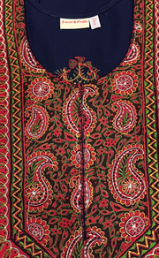 Navy Blue Embroidery Soft Cotton Nighty. Soft Breathable Fabric | Laces and Frills