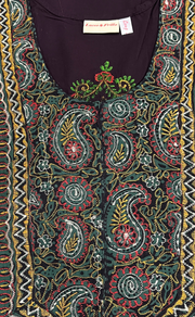 Dark Violet Embroidery Soft Cotton Nighty. Soft Breathable Fabric | Laces and Frills