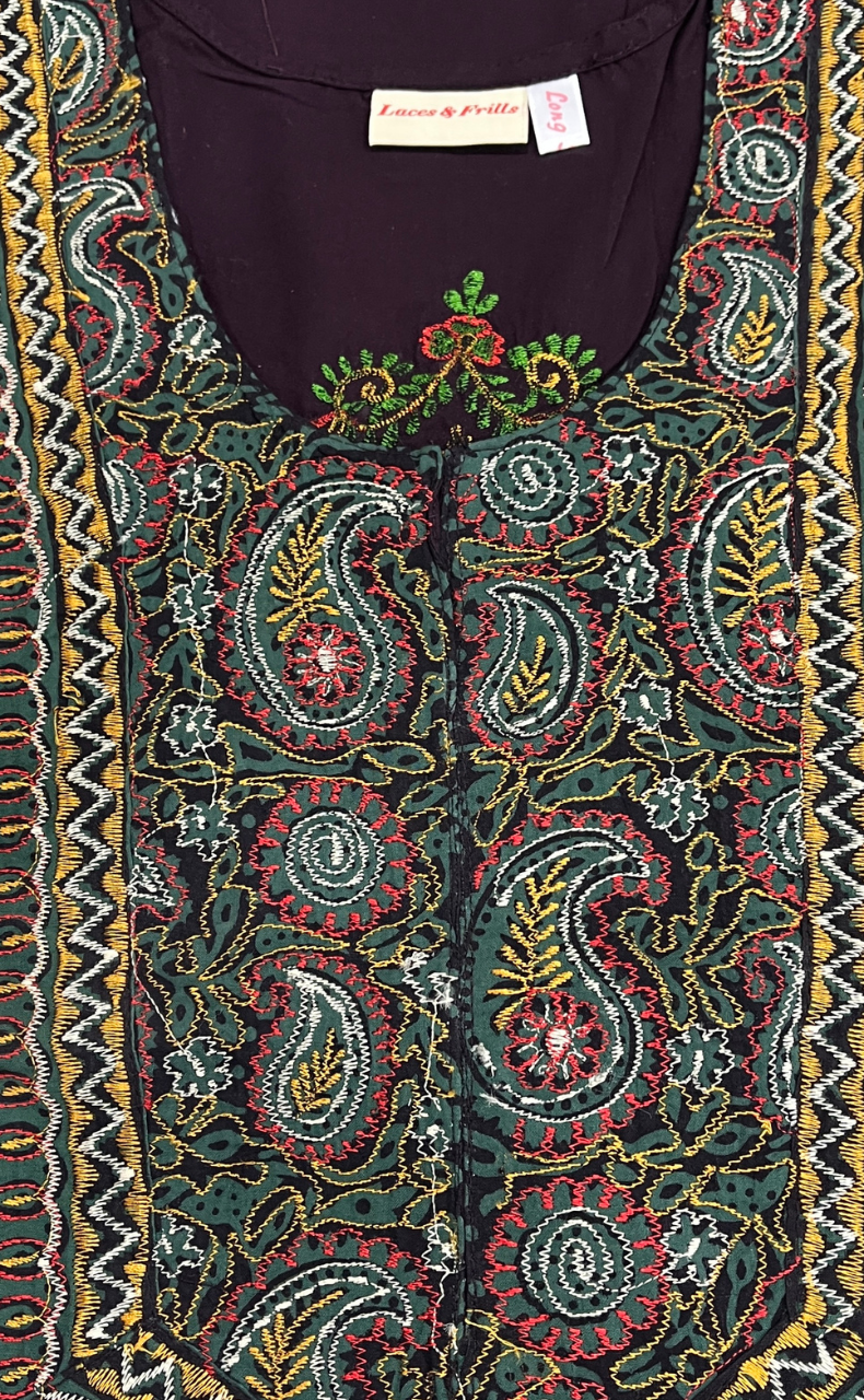 Dark Violet Embroidery Soft Cotton Nighty. Soft Breathable Fabric | Laces and Frills