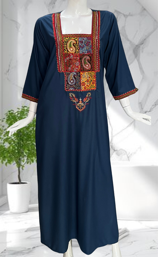 Light Blue Embroidery Soft Cotton Nighty. Soft Breathable Fabric | Laces and Frills