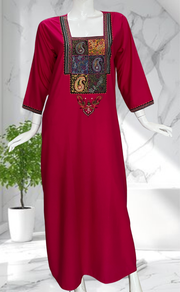 Hot Pink Embroidery Soft Cotton Nighty. Soft Breathable Fabric | Laces and Frills