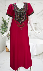 Rani Pink Bhopali Embroidery Soft Cotton Nighty. Soft Breathable Fabric | Laces and Frills