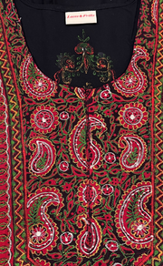 Black Bhopali Embroidery Soft Cotton Nighty. Soft Breathable Fabric | Laces and Frills