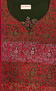 Olive Green Bhopali Embroidery Soft Cotton Nighty. Soft Breathable Fabric | Laces and Frills