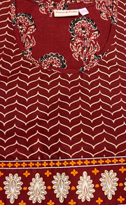 Maroon Floral Pure Cotton Nighty. Pure Durable Cotton | Laces and Frills