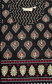 Black Abstract Pure Cotton Nighty. Pure Durable Cotton | Laces and Frills