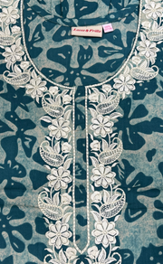 Sea Green Floral Pure Cotton Nighty. Pure Durable Cotton | Laces and Frills
