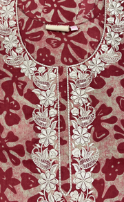 Maroon Floral Pure Cotton Nighty. Pure Durable Cotton | Laces and Frills