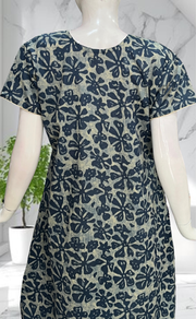 Blue Floral Pure Cotton Nighty. Pure Durable Cotton | Laces and Frills