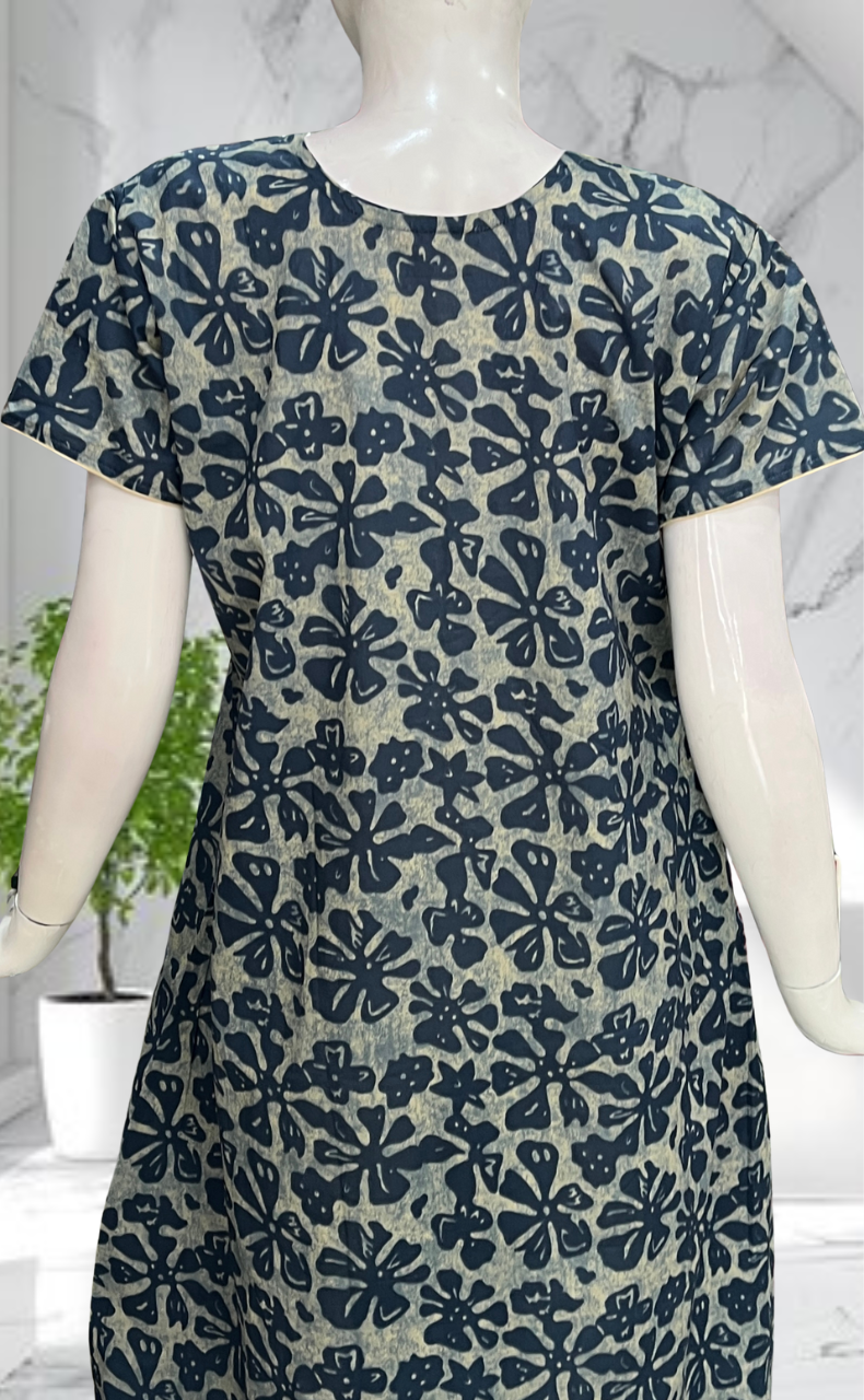 Blue Floral Pure Cotton Nighty. Pure Durable Cotton | Laces and Frills