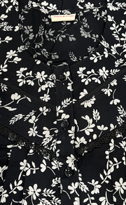 Black Garden Rayon Nighty. Flowy Rayon Fabric | Laces and Frills