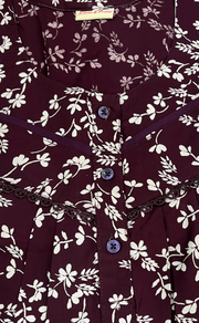 Wine Colour Garden Rayon Nighty. Flowy Rayon Fabric | Laces and Frills