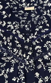 Navy Blue Garden Rayon Nighty. Flowy Rayon Fabric | Laces and Frills