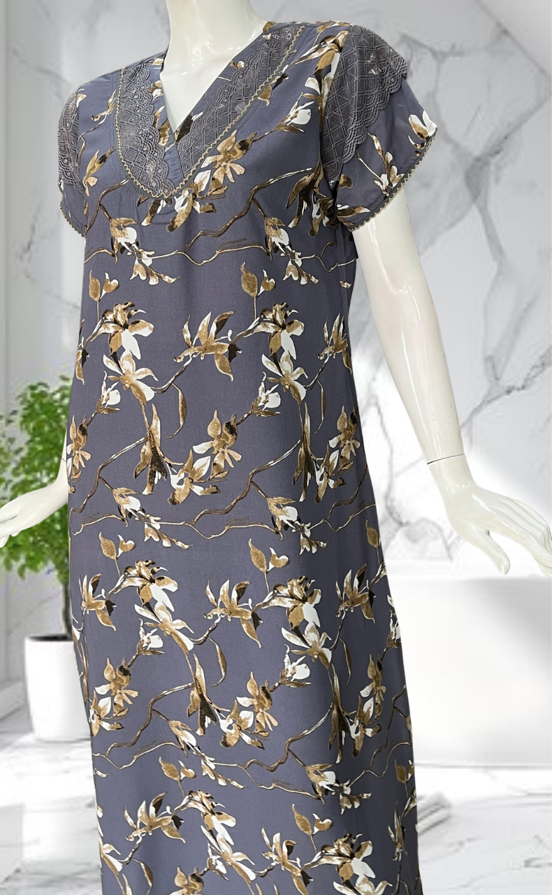 Lavender Garden Chiffon Nighty. Delicate Chiffon | Laces and Frills