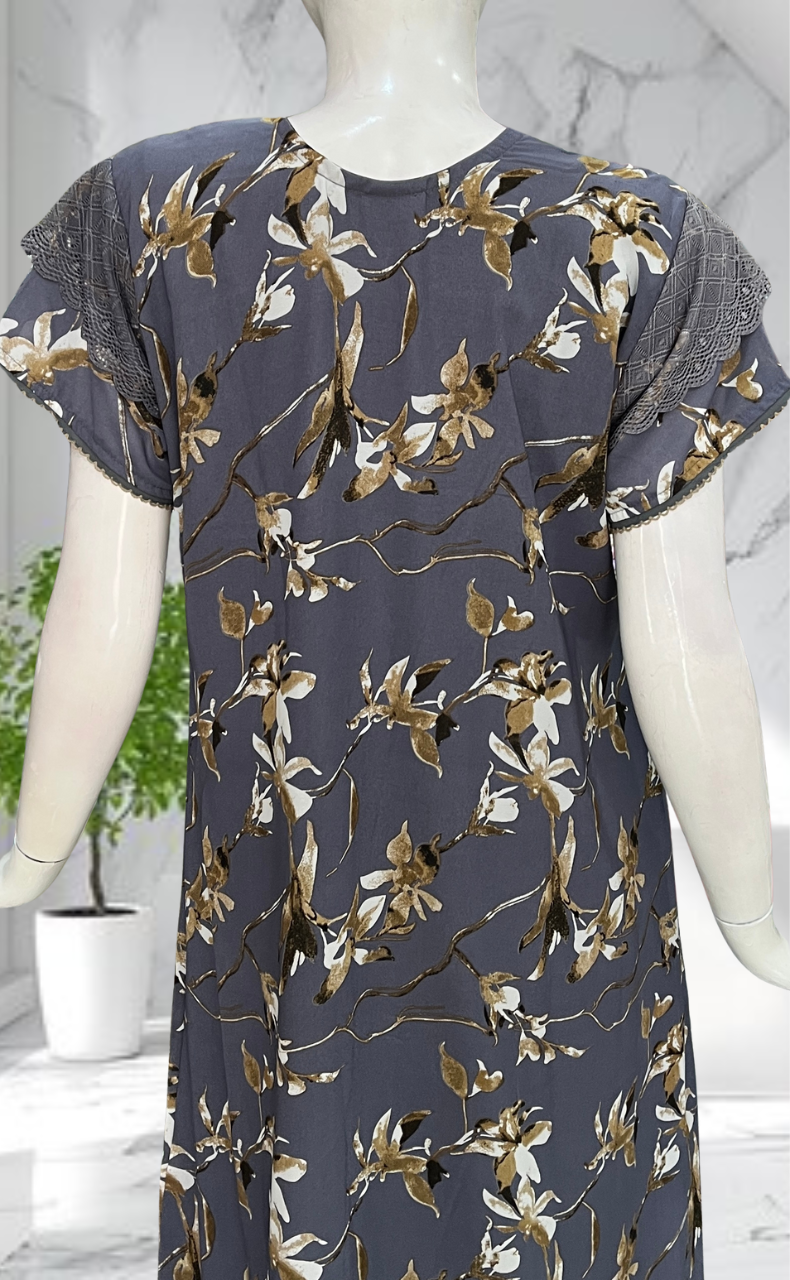 Lavender Garden Chiffon Nighty. Delicate Chiffon | Laces and Frills