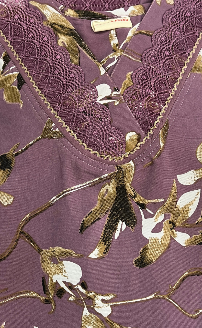 Purple Garden Chiffon Nighty. Delicate Chiffon | Laces and Frills