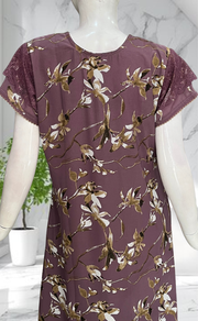 Purple Garden Chiffon Nighty. Delicate Chiffon | Laces and Frills